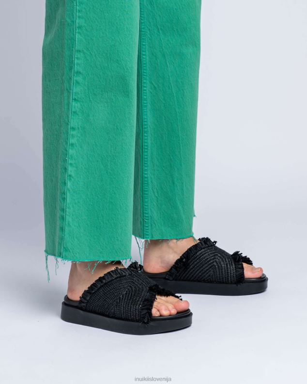 INUIKII ženske luna iz rafije HVNB83 obutev Črna