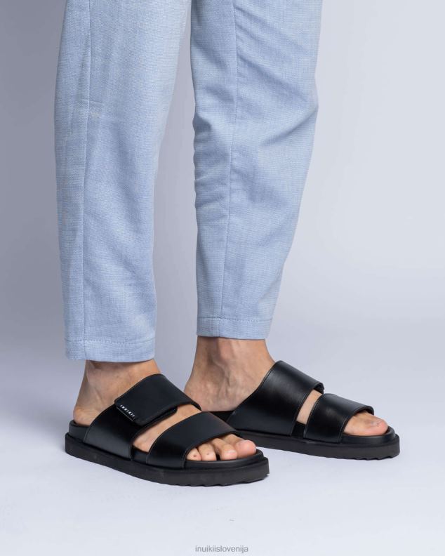 INUIKII moški usnje z dvojnim trakom HVNB351 obutev Črna