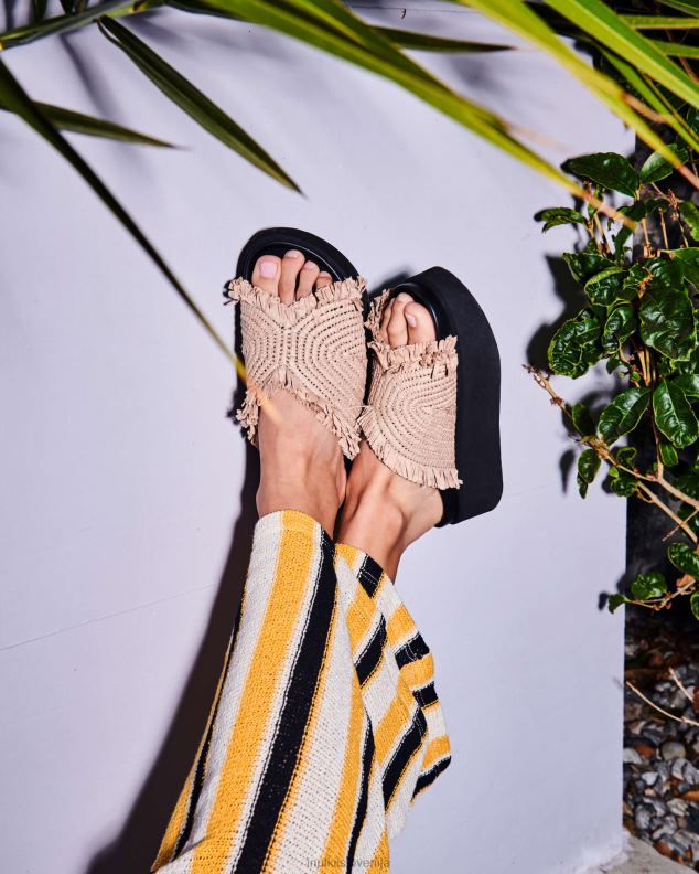 INUIKII ženske platforma rafija luna HVNB81 obutev bela