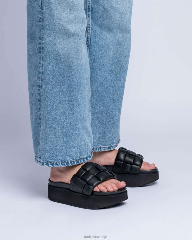 INUIKII ženske pletena veganska platforma HVNB84 obutev Črna