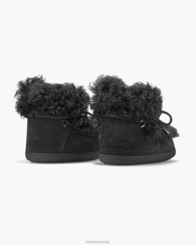 INUIKII ženske dolg kodrast škorenj HVNB218 obutev Črna