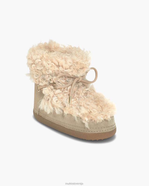 INUIKII ženske dolg kodrast škorenj HVNB219 obutev bež