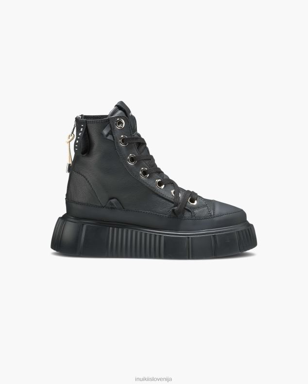 INUIKII ženske matilda usnjena visoka HVNB47 obutev Črna