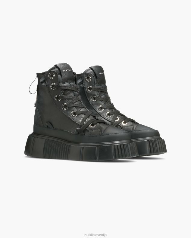 INUIKII ženske matilda usnjena visoka HVNB47 obutev Črna