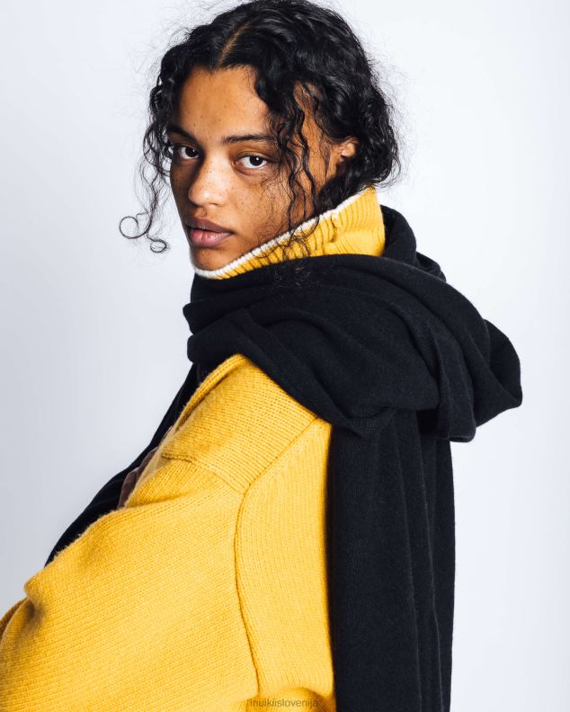 INUIKII ženske prevelik volneni šal HVNB311 dodatki Črna