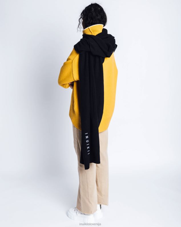 INUIKII ženske prevelik volneni šal HVNB311 dodatki Črna
